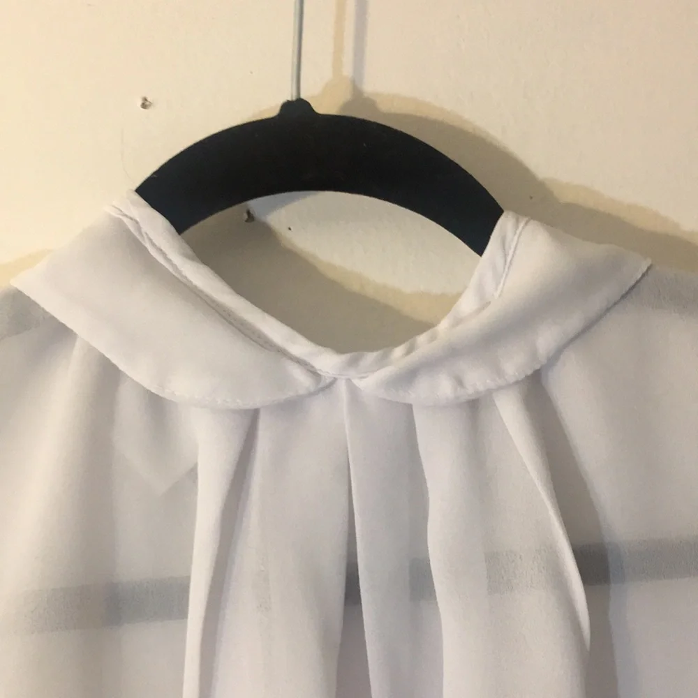 Vintage sheer white collared blouse - Picture 2 of 5